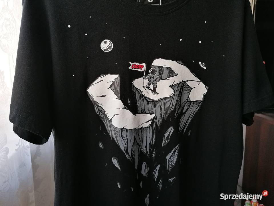 CROPPMĘSKA CZARNA KOSZULKA TSHIRT Z NADRUKIEM RS Łódź