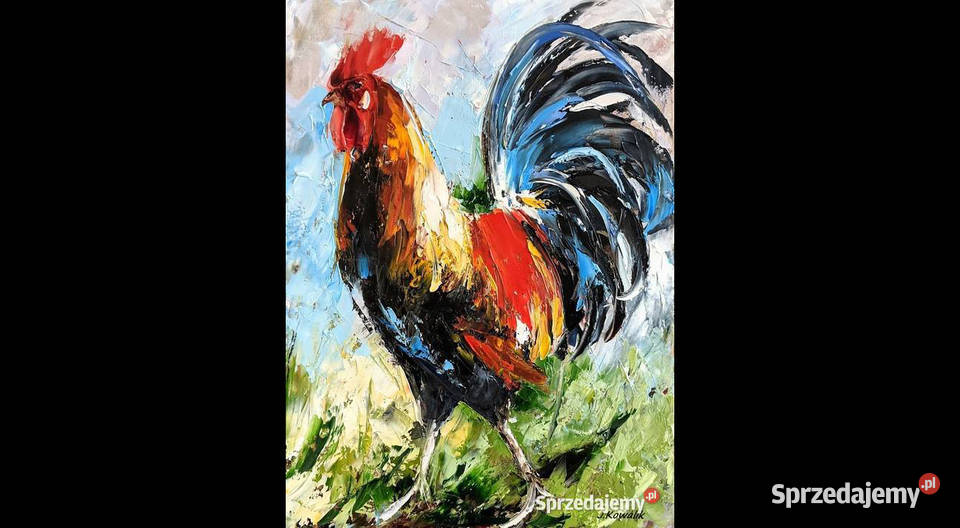 Kowalik kogut 6 30x40 obraz olejny Warszawa