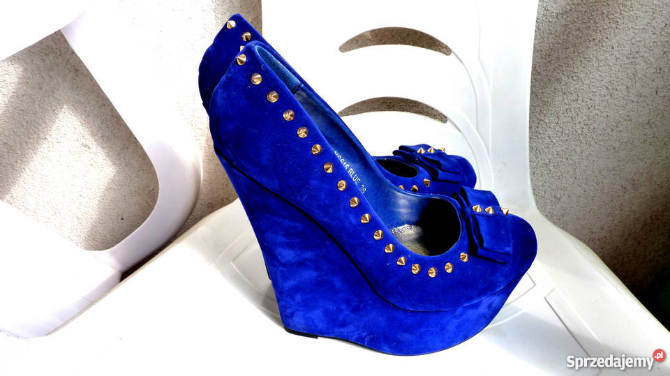 chabrowe kobaltowe koturny 36 nowe Warszawa