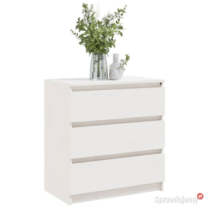 Szafka nocna biała 60x36x64 lite drewno sosnowe Nocne