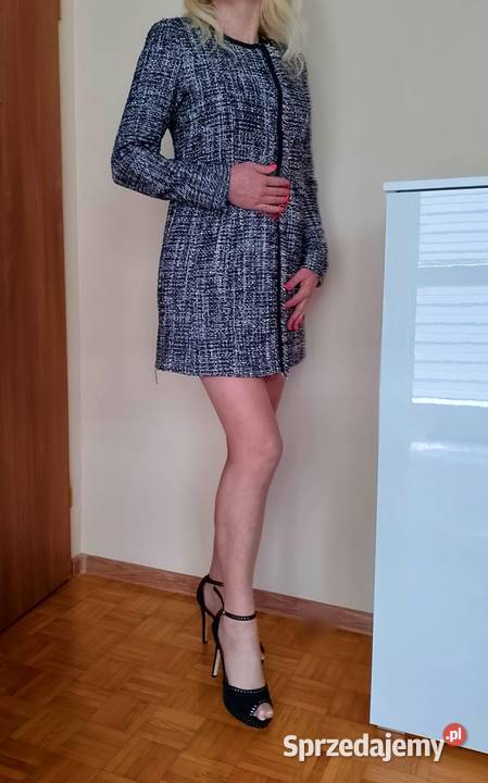 STYLOWY płaszczyk damski zatrzaski frędzelki S M Łapy