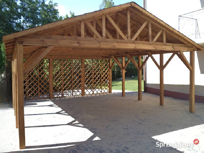 Wiata garażowa 1 drewniana 45x45m dach 2spadowy Altany i wiaty Parzymiechy sprzedam