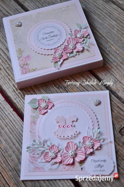 Kartka na Chrzest Święty w pudełku różne wzory Rękodzieło sprzedam