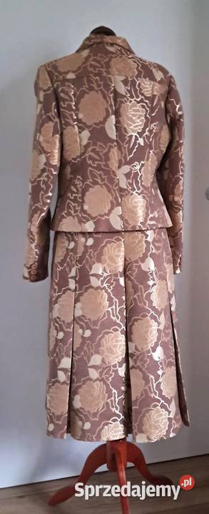 Złotobrązowy kostium garsonka komplet vintage małopolskie Kraków sprzedam