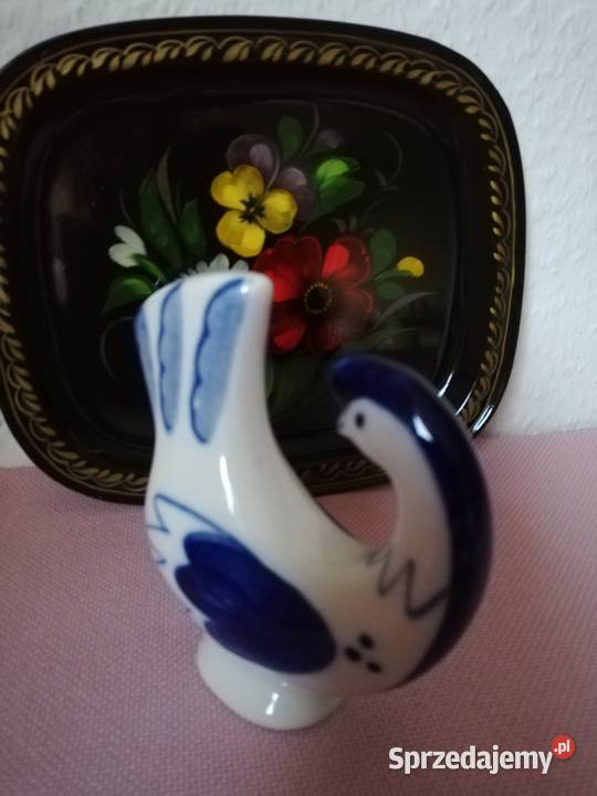 Figurka i metalowa patera sygnowana USSR Porcelana i szkło Gorlice