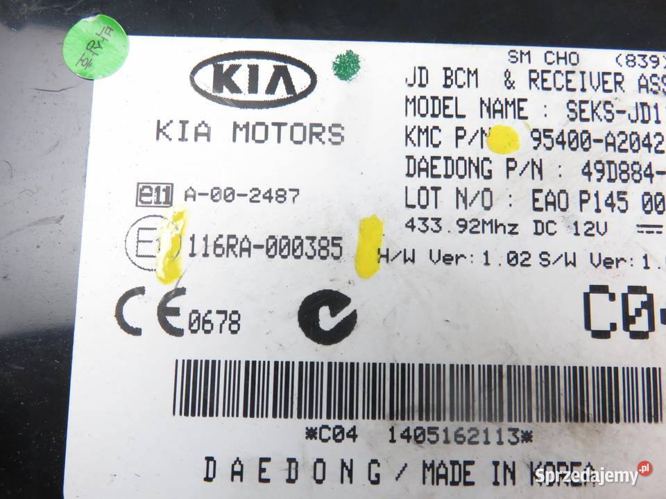 MODUŁ KOMFORTU KIA PRO CEED II 95400A2042 małopolskie