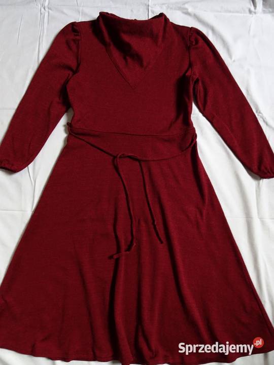 Sukienka Midi Bordowa Vintage 36 38