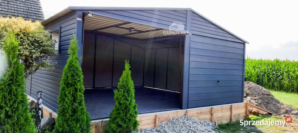GARAŻ BLASZANY 6m x 6m DWUSPAD 2X BRAMA OKNO