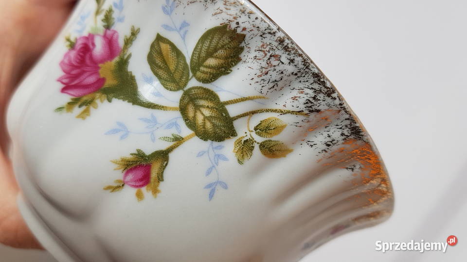 Zestaw miseczki flaczarki Iwona złota róża Porcelana i szkło Dąbrowa Górnicza