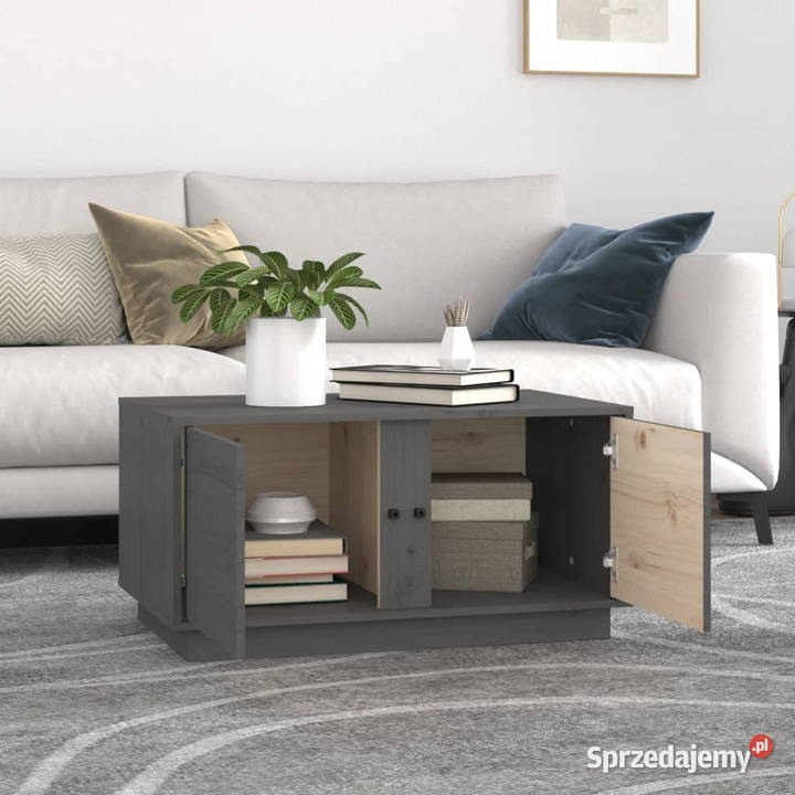 Stolik kawowy szary 80x50x40 lite drewno sosnowe Stoły Warszawa