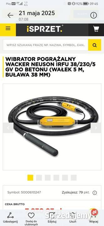 Wibrator pogrążalny do Betonu Wacker Neuson Skomielna Czarna sprzedam