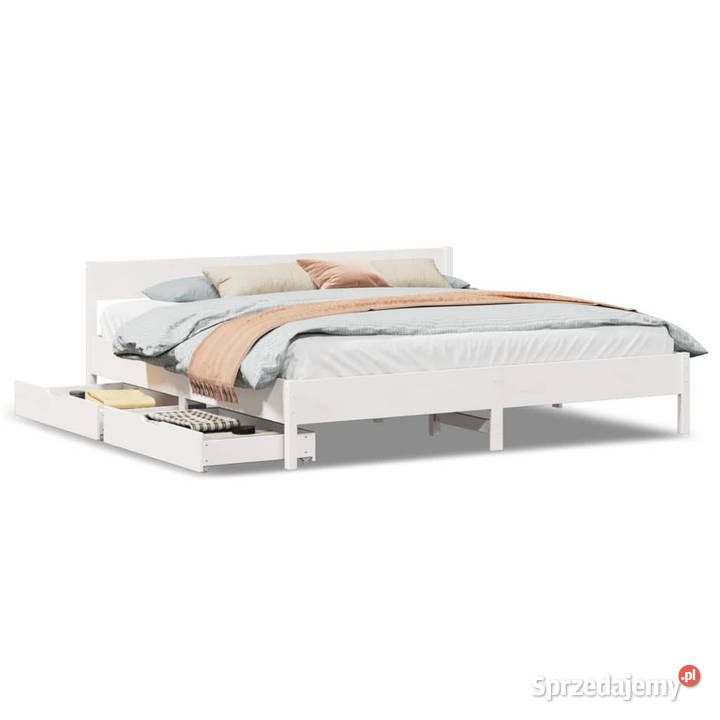 Rama łóżka bez materaca biała lite drewno 71cm mazowieckie