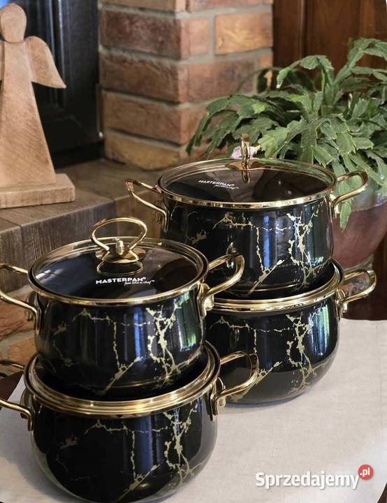 229 Garnki emalia czarny marmur MASTERPAN Zabrze