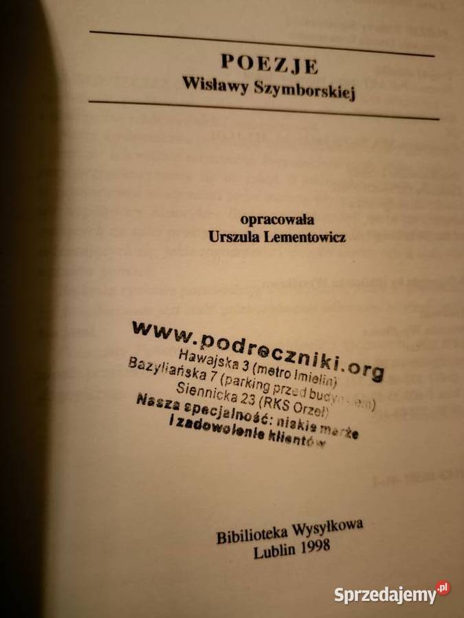 Poezje Szymborska biblioteka analiz literatury Warszawa