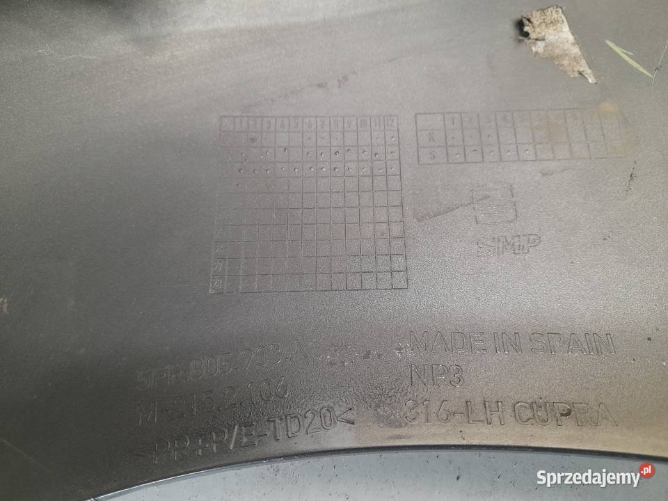 CUPRA FORMENTOR LISTWA ZDERZAKA LEWY PRZÓD osobowe zachodniopomorskie Goleniów sprzedam