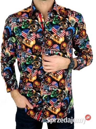 DANIEL BESSI Koszula Męska Fb0051 Czachy USA wielkopolskie Ostrów Wielkopolski