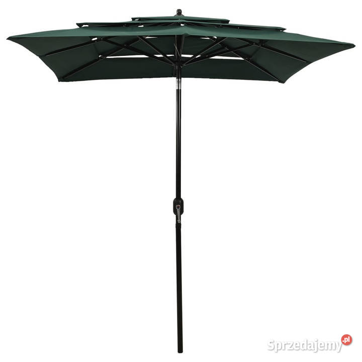 3poziomowy parasol na aluminiowym słupku zielony Pozostałe