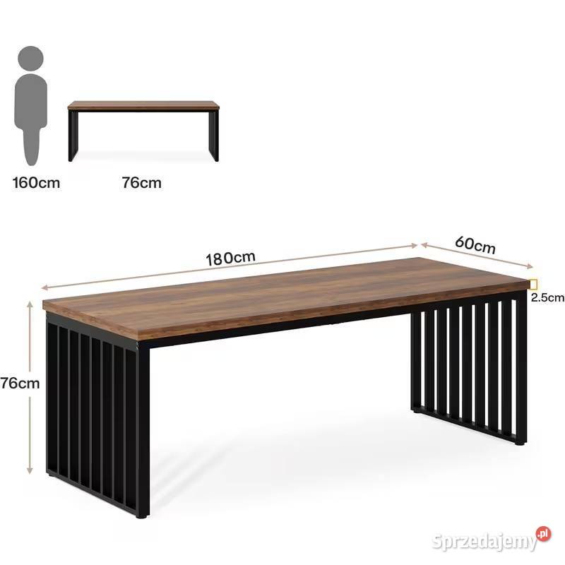 Biurko Podwójne 180x60 Loft Solidny Blat śląskie Zawiercie
