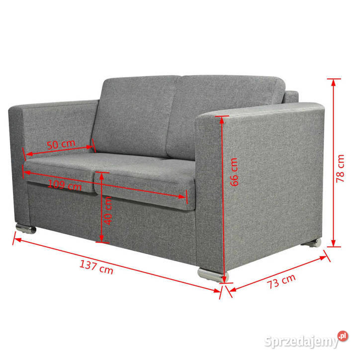 2 osobowa sofa tapicerowana jasnoszara WM243580 Warszawa sprzedam