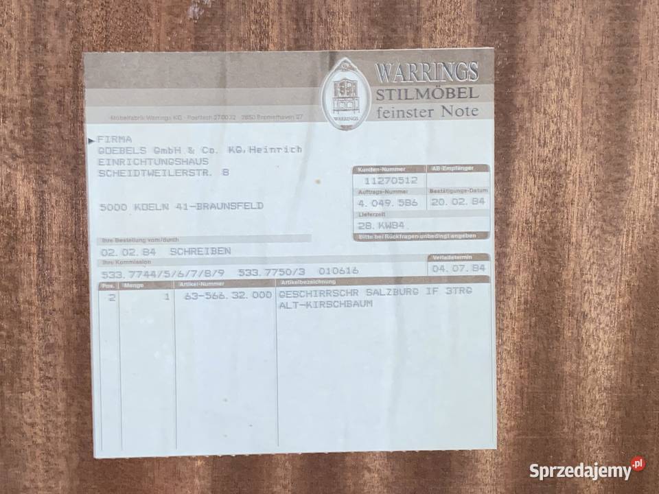 Intarsjowany kredens z witryną na zwężanych Meble zachodniopomorskie Gryfice sprzedam