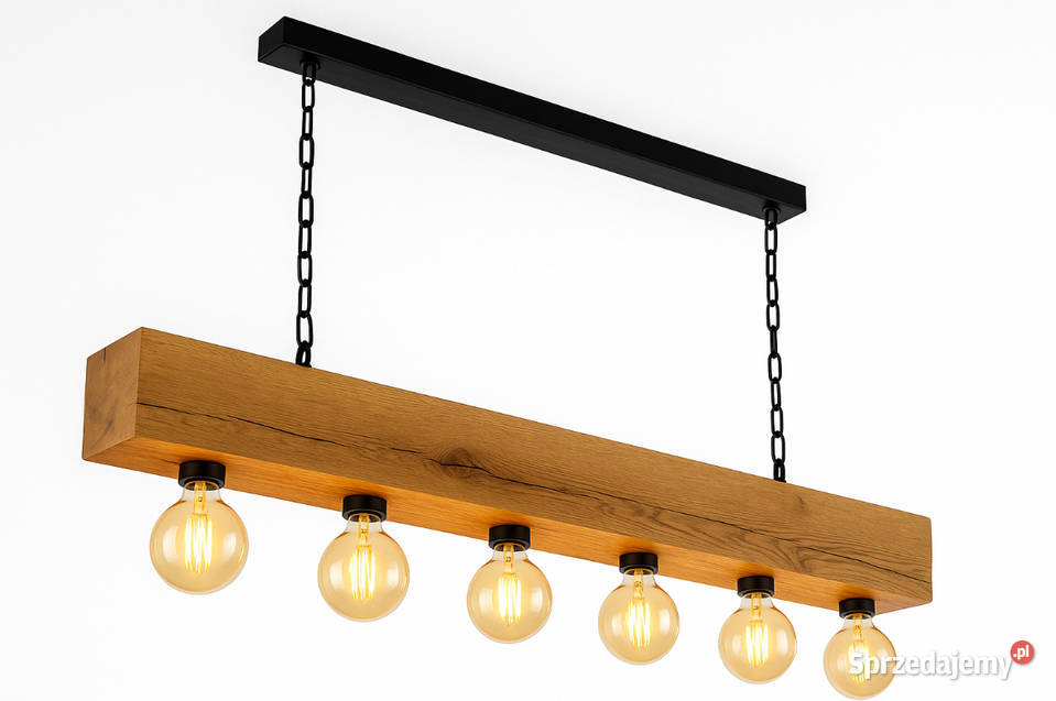 Lampa wisząca z litego drewna styl loft Tczew sprzedam