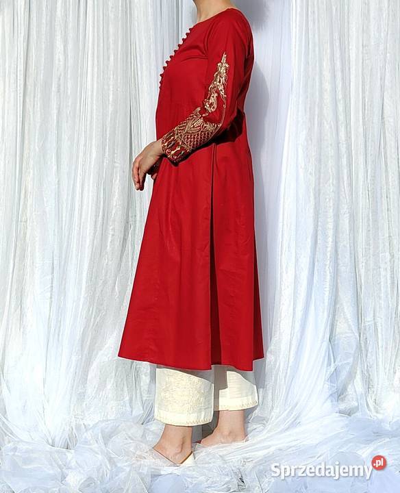 Orientalna tunika sukienka czerwona S 36 bawełna Moda i Styl Szczecin sprzedam