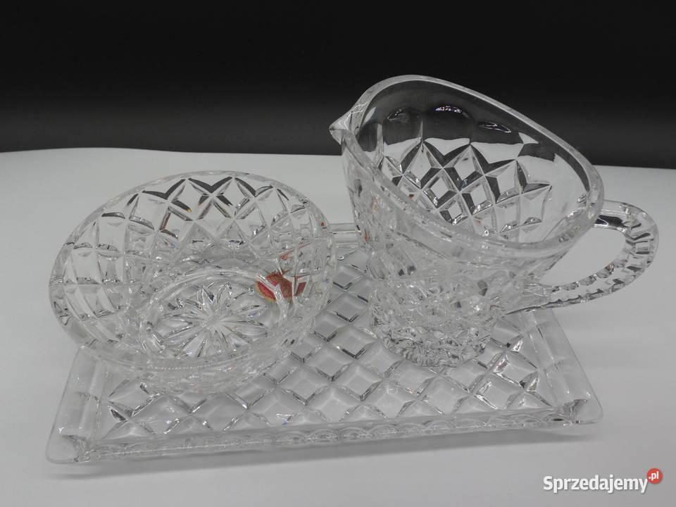 Elegancki Zestaw Kryształowy BOHEMIA Cukiernica Porcelana i szkło Raszków