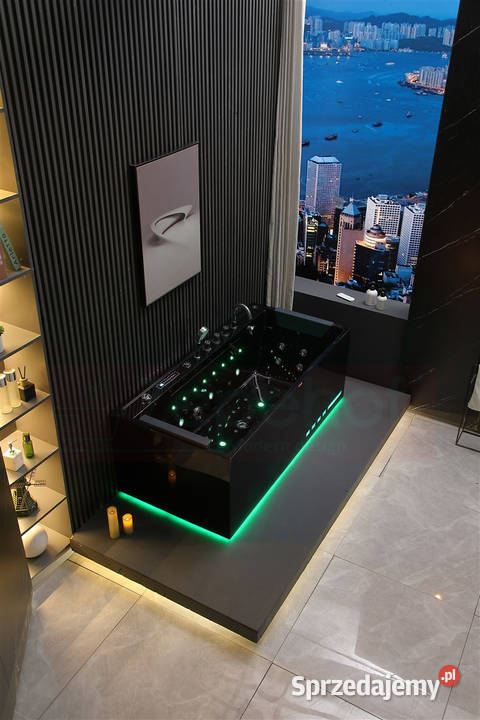 Czarna wanna z hydromasażem EBXD710 prostokątna podlaskie Grabówka