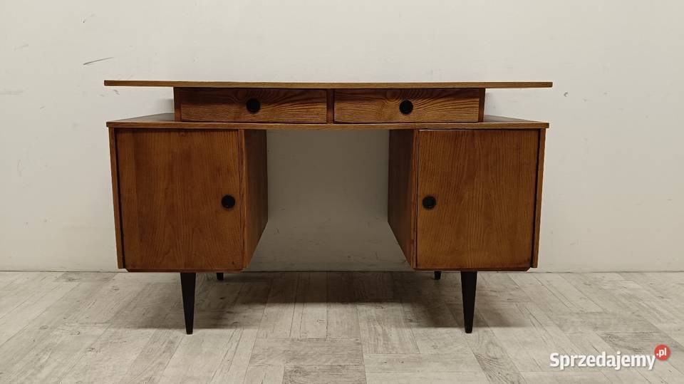 biurko PRL modern dwustronne gabinetowe okleina 130cm Radomsko