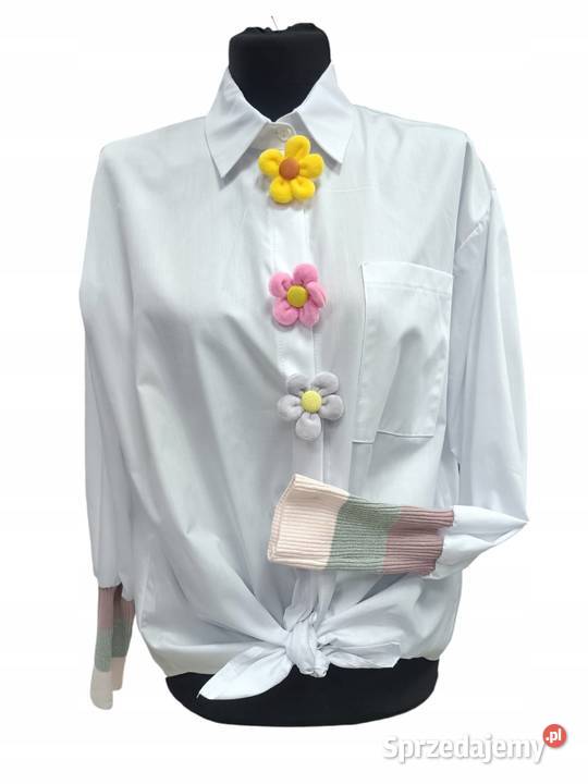 KOSZULA bawełniana pluszowe dopinane kwiatki kolorowy Bluzki i koszule Wieluń