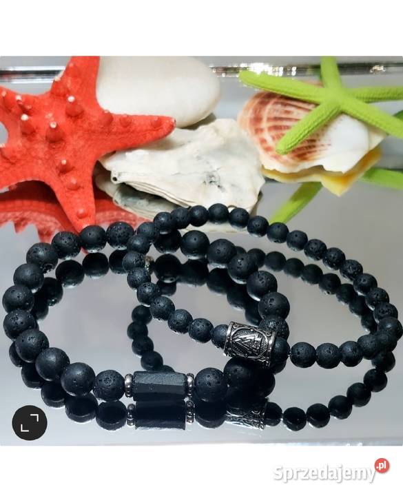 BRANSOLETKI DWIE SZTUKI RUNA VALKNUT STAL KAMIEŃ Katowice