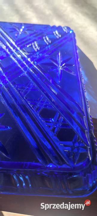 Taca patera szkło barwione kobaltowe 2kpl