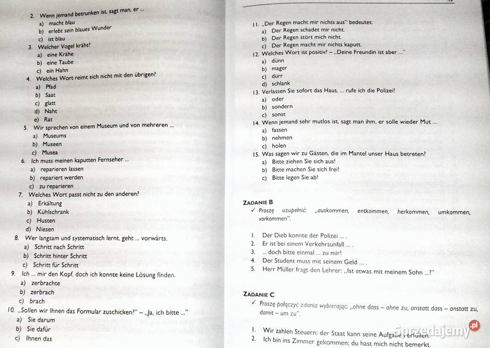 Język niemiecki Tematy maturalne Matura 2001 J Chełm sprzedam