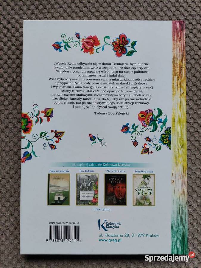 nowa WESELE Stanisław Wyspiański ISBN 9788375179217 Kraków sprzedam