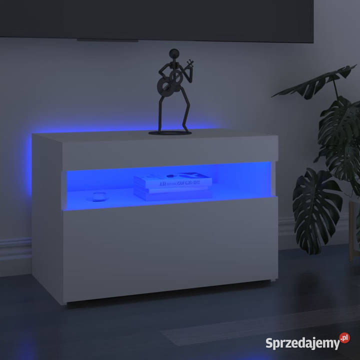 Szafki TV z oświetleniem LED 2 białe 60x35x40 mazowieckie Warszawa sprzedam