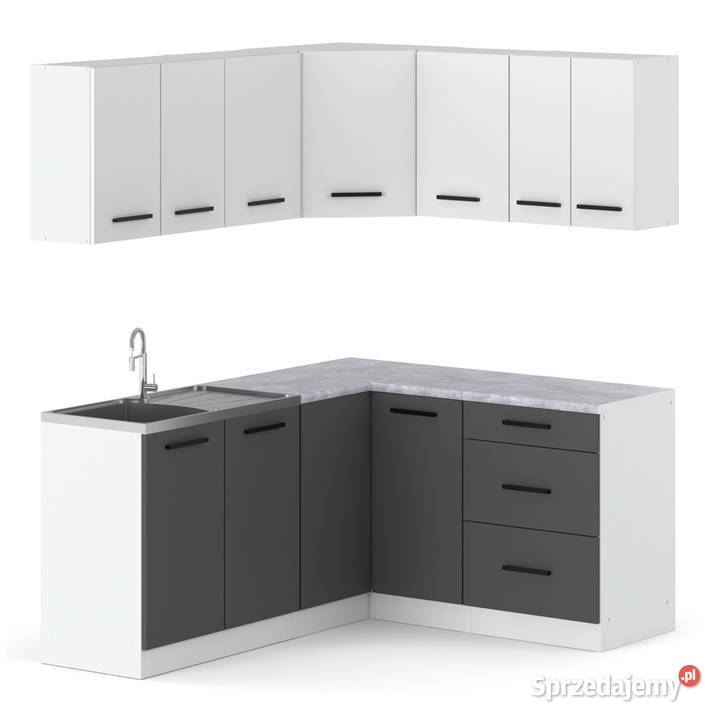 Meble Kuchenne Modułowe Szaro Białe Mat Narożne Elbląg