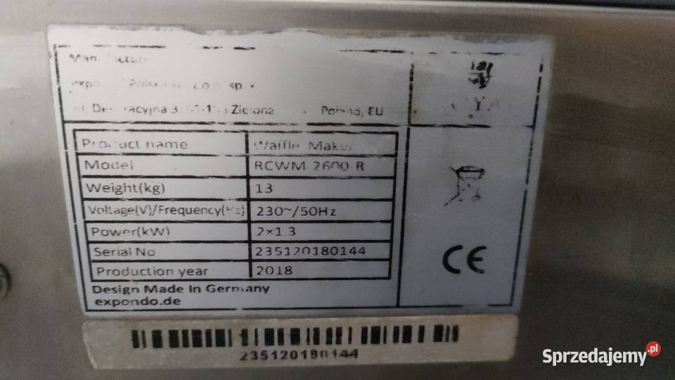 Podwójna gofrownica okrągła 2 x 1300 W ROYAL dolnośląskie