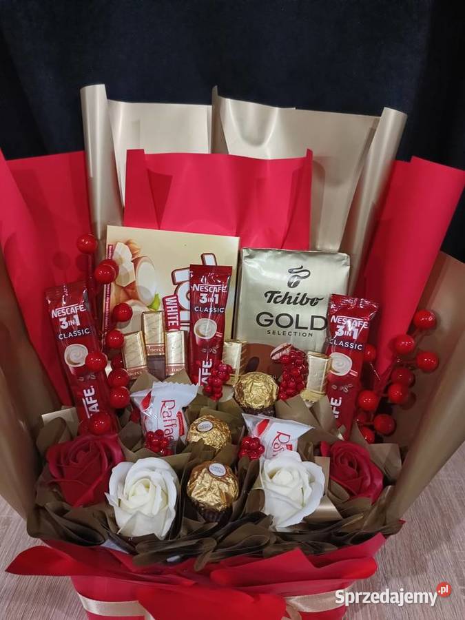 Box ze słodyczy i kawy Bukiet jadalny Prezent na