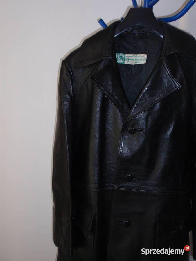 Płaszcz ze skóry skórzany skóra czarny L XL Trencz łódzkie Łódź