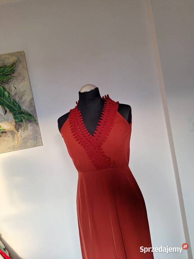 Piękna długa maxi jesienna sukienka zwiewna Odzież damska