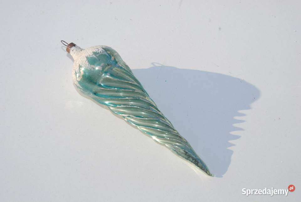 Stara ozdoba choinkowa bombka sopel zielono Cieszyn