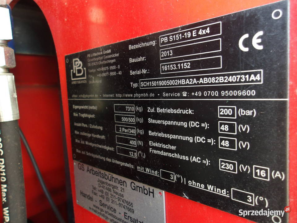 Podnośnik nożycowy zwyżka 15m PB Lifttechnik PB Dźwigi, podnośniki wielkopolskie