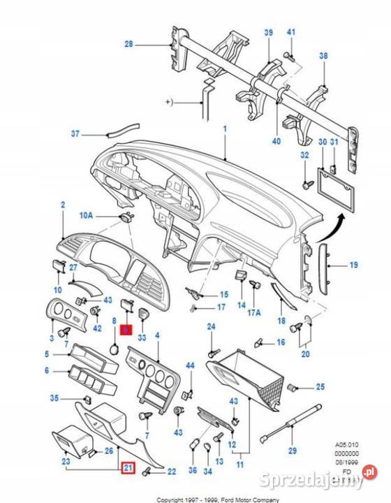 PLASTIK OSŁONA KONSOLI FORD MONDEO 9296 osobowe
