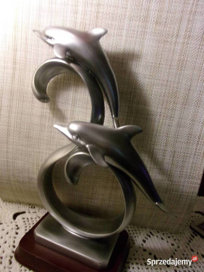 Statułetka rzeźba artystyczna 2 delfiny HERCO Warszawa
