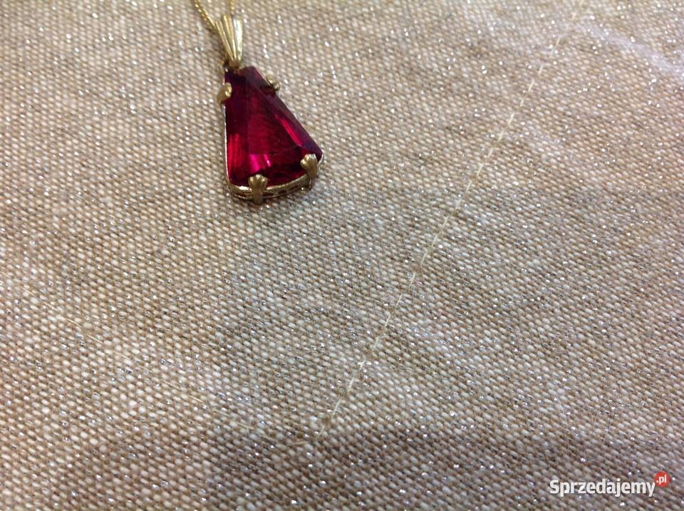 Stara Zawieszka Pozłacana Wisiorek z Czerwonym Nowa Sól