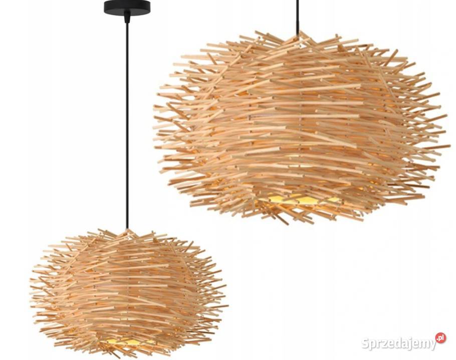 LAMPA WISZĄCA BOHO BAMBUSOWA GNIAZDO Drewniana Choroszcz sprzedam