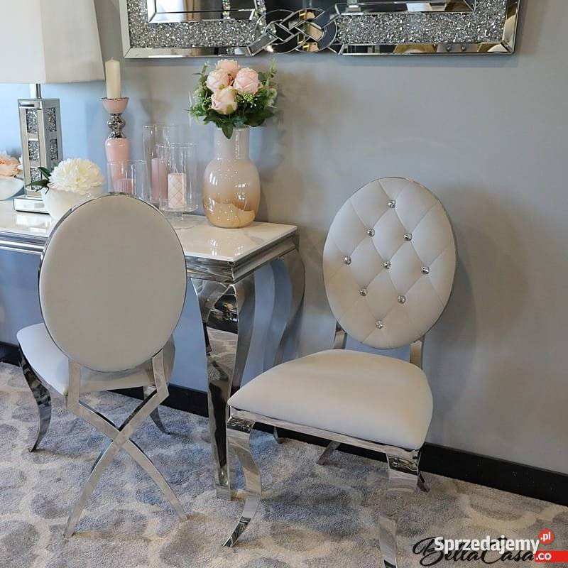 Krzesło Ludwik III glamour z kryształkami mazowieckie