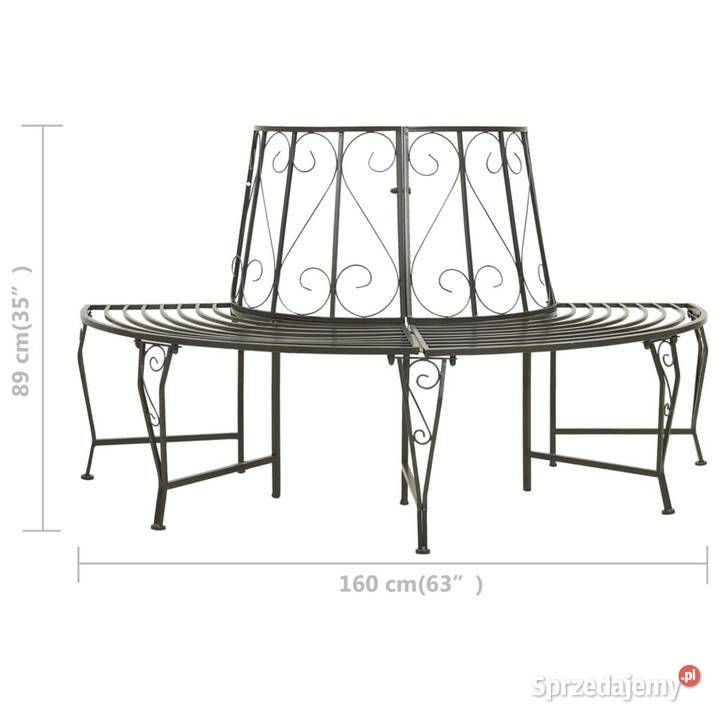 vidaXL Półokrągła ławka pod drzewo 160 stalowa Warszawa