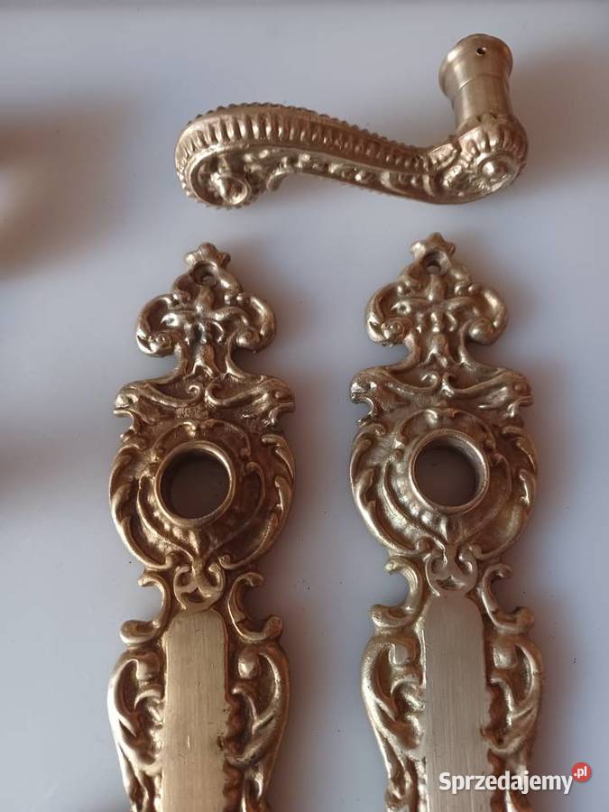 Dwie klamki i dwa szyldy mosiężne Poznań sprzedam