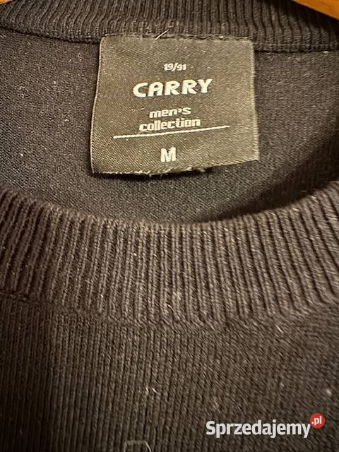 Sweter męski M Carry wełna czarny okrągły dekolt Częstochowa